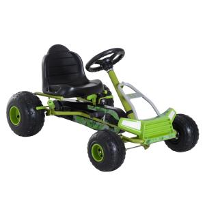 Trampbil och Gokart för Barn Robust Pedalbil med Justerbart Säte och Handbroms för Barn från 3 År Grön
