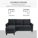 Hörnsoffa L-Form Soffa Mörkgrå av Tyg och Trä för Vardagsrum Soffset med Vändbar Schäslong Modern Design Bekväm 197 x 139 x 91 cm