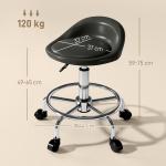 Rullande Pall Salongspall med Ryggstöd Svart av Konstläder ve Metall för Massage ve Spa Höjdjusterbar Arbetspall 59-75 cm
