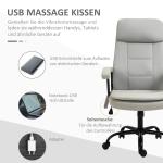 Ergonomisk Kontorsstol med Massage, Bekväm Skrivbordsstol med Vippfunktion, Avslappnande Arbetsstol för Hemmakontor, Beige
