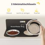 Matskål Hund Väggmonterad Justerbar Svart Rostfritt Stål och Metall för Hundar Dubbla Skålar 800 ml Ergonomisk och Platsbesparande 42 × 24 × 14 cm