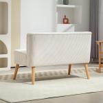 Soffa Loveseat 2-Sits Modern Soffa Krämvit av Manchesterlook och Trä för Vardagsrum Liten Loungesoffa utan Armstöd 117 x 56,5 x 77 cm