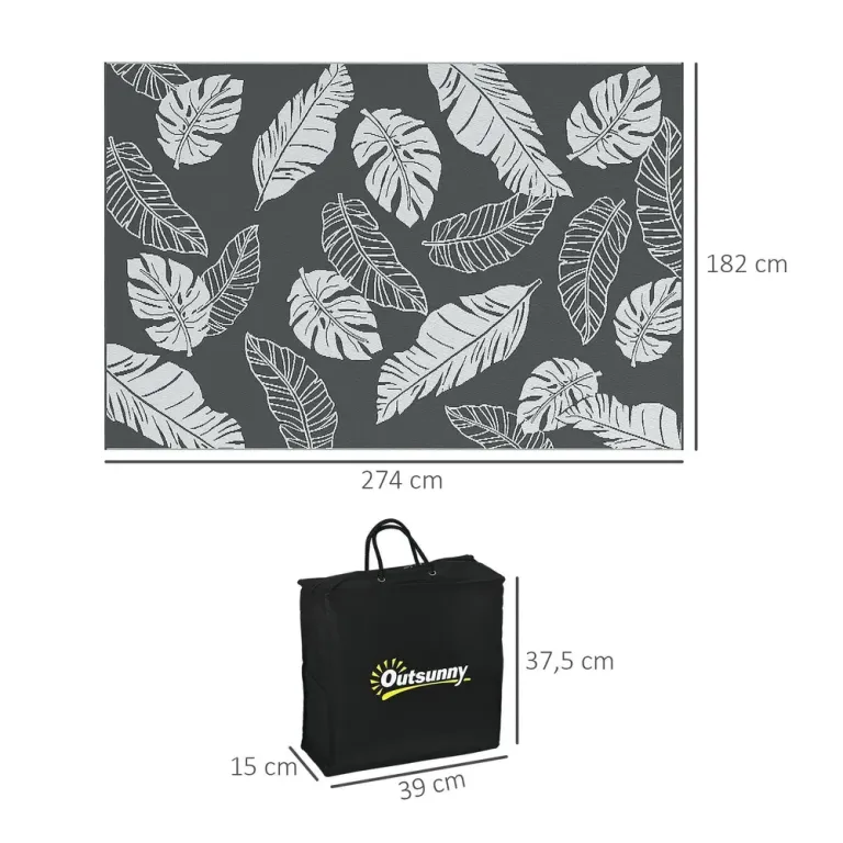 Utomhusmatta Plastmatta Grå Vit av Plast 182 x 274 cm