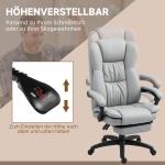 Kontorsstol Chefsstol Ergonomisk med Massage och Liggfunktion Ljusgrå av Konstläder för Kontor Höj- och Sänkbar Stol med Fotstöd