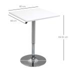 Höjdjusterbart Barbord, 360° Vridbart, Reptåliga Fötter, Stabil Metallbas, Vit
