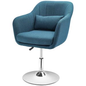 Snurrstol i Linneliknande Polyester och Metall, 60 x 60 x 79–91 cm, Blå