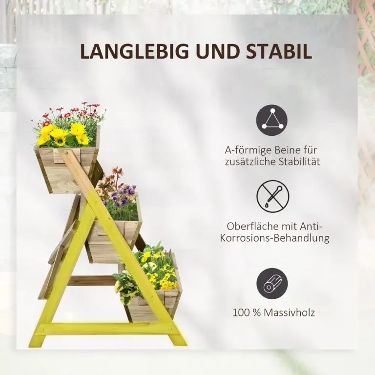 Odlingskrage Blomtrappa i Trä 3 Hyllor Dekor