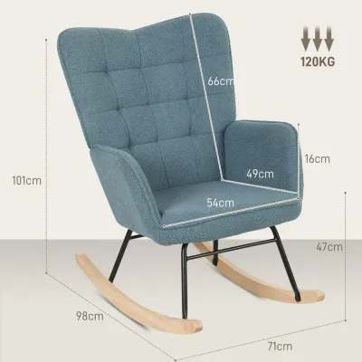 Gungstol Relaxstol med Berberfleecelook Ljusblå av Tyg