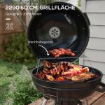 Vattenkokargrill med Ø54 cm Grillgaller, Värmeställning, Förvaring, Askfack och Termometer, Svart, 55 x 65 x 89 cm