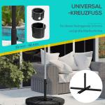 Parasollställ Korsställ Svart av Metall för Fribärande Paraply Robust Paraplyhållare för Trädgård Passar Ø38 till 48 mm 100 x 100 x 75 cm