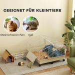 Smådjursbur Kaninbur med Lekhage Vit av Metall och Plast för Marsvin och Igelkottar Bur med Vattenflaska