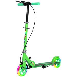 Sparkcykel Barnsparkcykel Hopfällbar Grön av Metall och Plast för Barn 3-8 År Skoter med Lysande Hjul