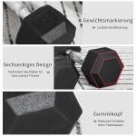 Hexagon Hantlar 2-Pack i Gjutjärn, Gummerade Vikter med Räfflat Grepp, Ergonomiska Hantlar för Styrketräning Hemma, Svart, 2 x 5 kg