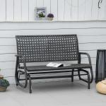 Gungbänk i Konstrotting 2 Personer, Bekväm Trädgårdssoffa med Gungmekanism, Väderbeständig Loveseat för Uteplatsen, Grå, 70 x 120 x 84 cm