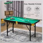 Biljardbord med Hopfällbara Ben och Höjdjustering inkl Triangel och 2 Köer för Spel Hållbar och Stabil Grön MDF och Metall för Hem och Hobby