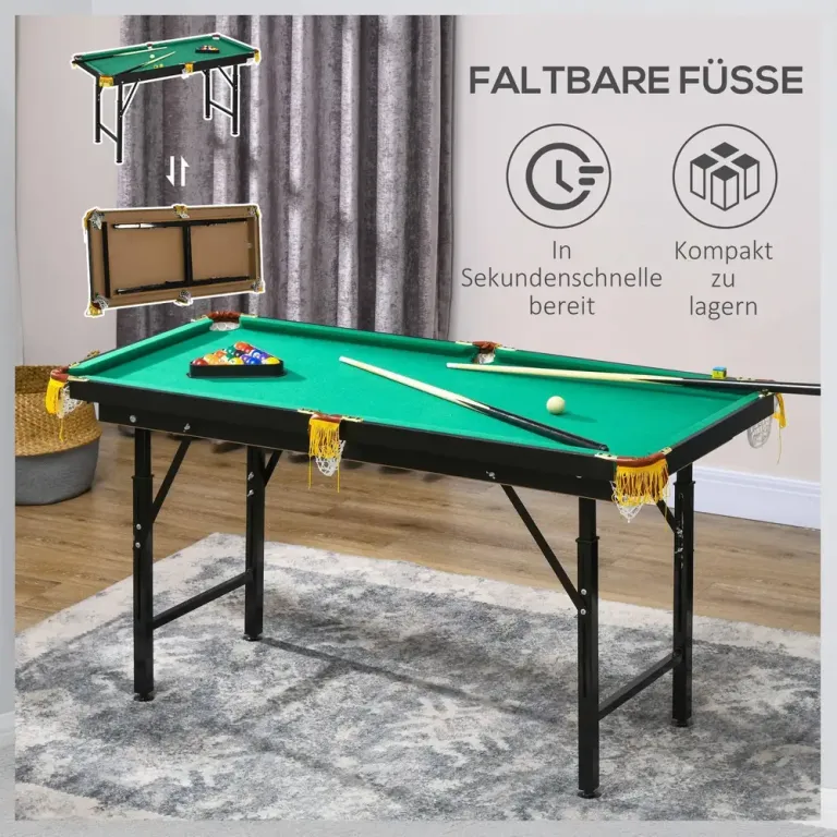Biljardbord med Hopfällbara Ben och Höjdjustering