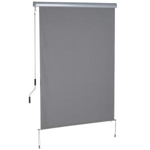 Vertikal Markis Balkongmarkis med Handvev Vindskyddande Sidogardin Polyester och Aluminium Grå 140 X 200 Cm