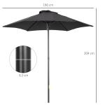 Parasoll Ø196 cm – Sexkantigt Roterande Parasoll med Vev – Hopfällbart och Stabilt Solskydd för Balkong, Trädgård och Strand – Svart Marknadsparaply i Hållbar Design