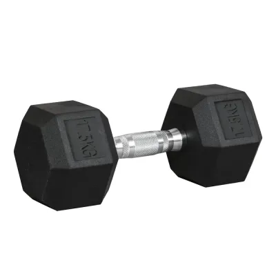 Hexagon Hantel i Gummi & Stål 17,5 kg Svart