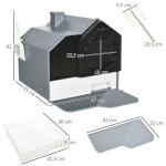 Kattlåda Toalett med Huva Vit Grå av Plast för Katter upp till 8 kg med Golvpanna Spade och Filter Hygienisk Design 47 x 45 x 42 cm