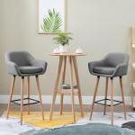 Barstolar i Linne 2-Pack, Bekväma Kökspallar med Fotstöd, Elegant Sittplats för Bar och Köksö, Grå, 55 x 48 x 100 cm