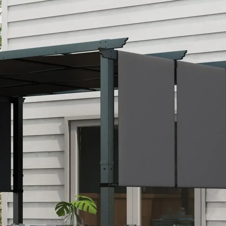 Gazebo Pergola Mörkgrå av Stål och Polyester 3,5 x 3 m