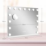 LED-sminkspegel med 3 Ljuslägen, Dimbar, Pekkontroll och USB, Vit, 58 x 48 cm