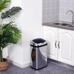 Sensor Papperskorg 30 L, Rostfritt Stål, Automatisk med Rörelsesensor, Soptunna för Kontor, Sovrum och Kök, Silver