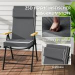 Sittdyna Stolsdyna med Knytband Mörkgrå av Tyg för Hopfällbar Stol ve Matstol Vattenavvisande Dyna med Nackstöd 120 x 47 x 9,5 cm