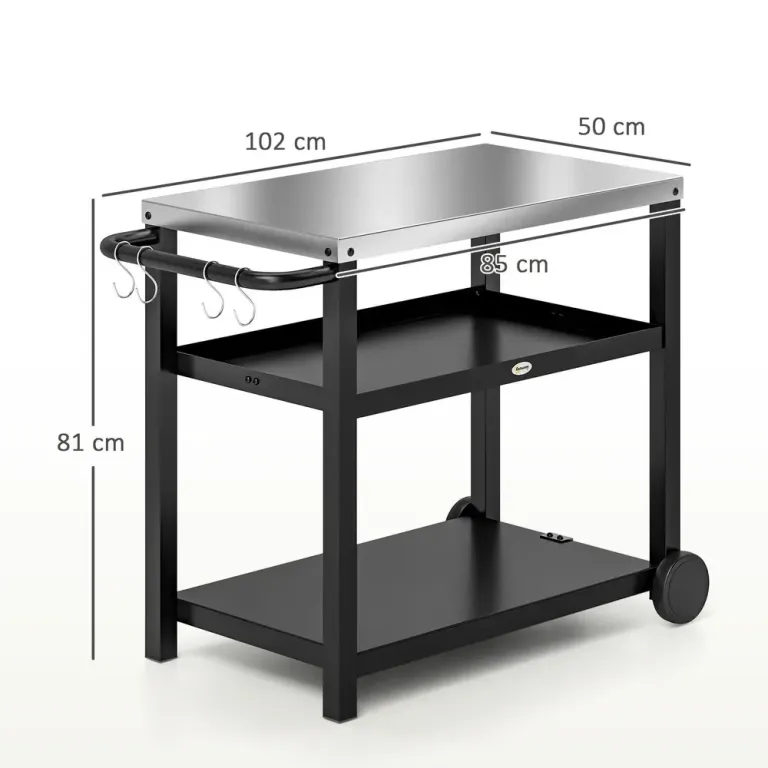 Grillvagn Serveringsvagn med Hyllor Kolgrå 102 x 50 x 81 cm