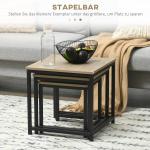 Soffbord Sidobord Set om 3 Natur av Trälook och Stål för Vardagsrum och Soffhörna Modern Design med Stålstomme Praktisk
