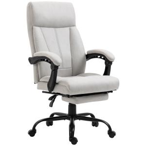 Kontorsstol Chefsstol Ljusgrå av Tyg och Metall för Kontor och Hemmakontor Ergonomisk med Massagefunktion och Fotstöd Bekväm