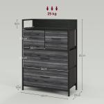 Kommod och Sideboard med 4 Tyglådor i Industriell Design för Sovrum Hållbar och Stabil Svart Stål och MDF 60 x 29 x 85 cm
