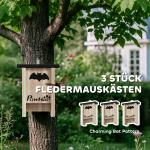 Fladdermuslåda Fladdermushus Set med 3 Natur av Granträ för Trädgård och Gårdar Häckningslåda för Fladdermöss 18 x 6 x 22,5 cm