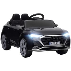 Elbil för Barn Audi Q8 med Fjärrkontroll och Musik samt LED Strålkastare för Lek och Motion Hållbar och Säker Svart Plast 12V 3–5 km/h