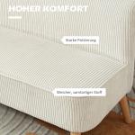 Soffa Loveseat 2-Sits Modern Soffa Krämvit av Manchesterlook och Trä för Vardagsrum Liten Loungesoffa utan Armstöd 117 x 56,5 x 77 cm