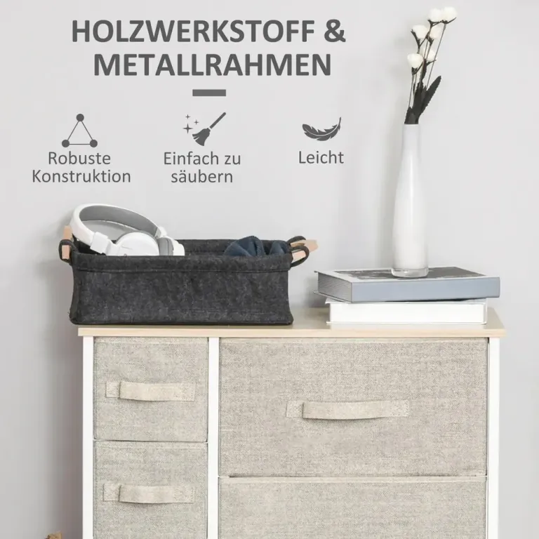 Lådskåp Byrå Grå av Fiberduk och Metall 7 63,5 x 30 x 71 cm
