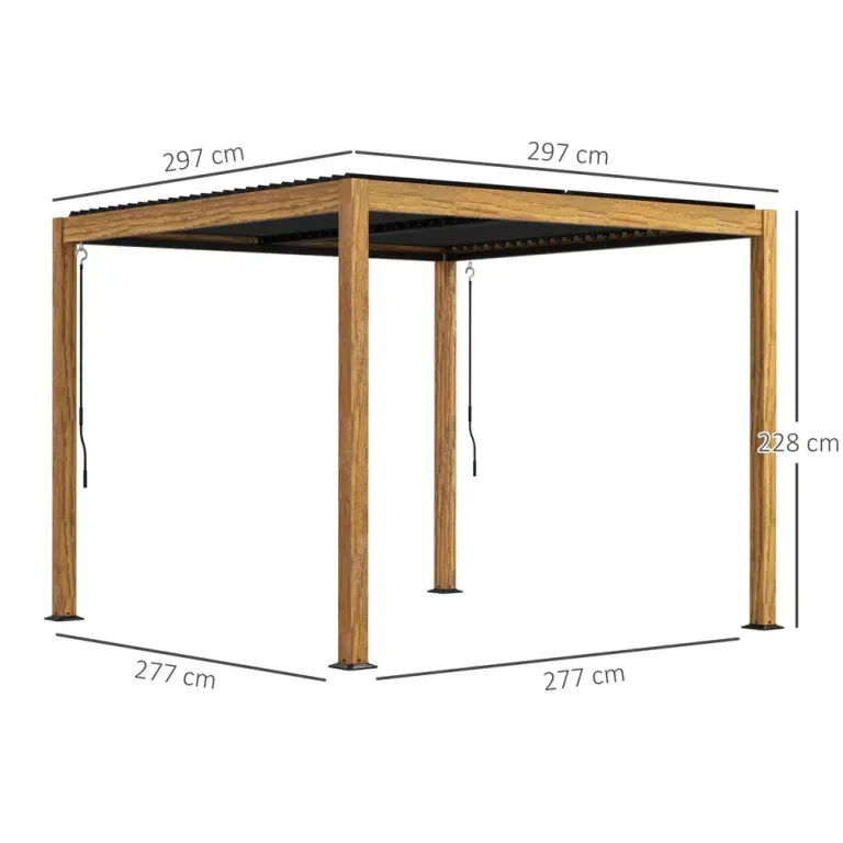 Pergola Trädgårdspaviljong Natur av Aluminium 3 x 3 m