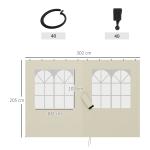 Sidoväggar 4-pack till Paviljong med Dragkedja för Solskydd och Vindskydd Hållbar och Vattenavvisande Krämfärgad Polyester 3 x 4 m