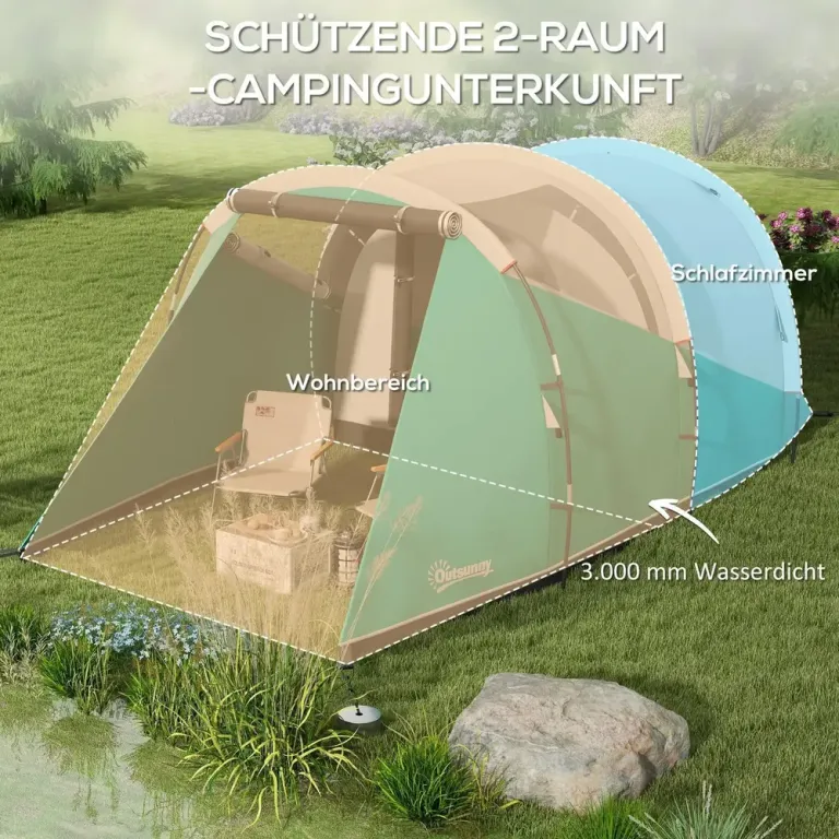 Tunneltält Campingtält Grön av Polyester Familjetält för 5