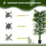 Konstgjord Växt Bambu Grön av Plast och Tyg för Vardagsrum Dekorativt Träd med Plantering Naturlig Look Lättskött 180 cm