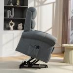 Massagestol med Uppresningshjälp Grå Linnetyg för Vardagsrum Ergonomisk Relaxfåtölj med Vibration och Lutning Bekväm Vilostol