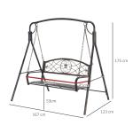 Trädgårdsgunga 2 Personer Verandagunga Metall för Trädgård och Terrass Brons 167 X 123 X 175 Cm
