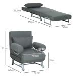 Stoppad Fåtölj Konverterbar till Gästsäng, Ergonomisk, Mörkgrå