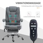 Kontorsstol med Massage- och Värmefunktion, Fällbart Ryggstöd, Höj- och Sänkbar, upp till 120 kg, Grå