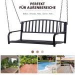 Hängande Trädgårdsbänk Metall 2-Sits Gungbänk för Avkoppling Väderbeständig Hängsoffa för Veranda och Uteplats Svart 127 X 60 X 53 Cm