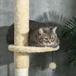 Skrapstolpe Kattträd Beige av Sisal och Plysch för Katter upp till 5 kg med Tippskydd Grotta och Hängmatta 225-255 cm