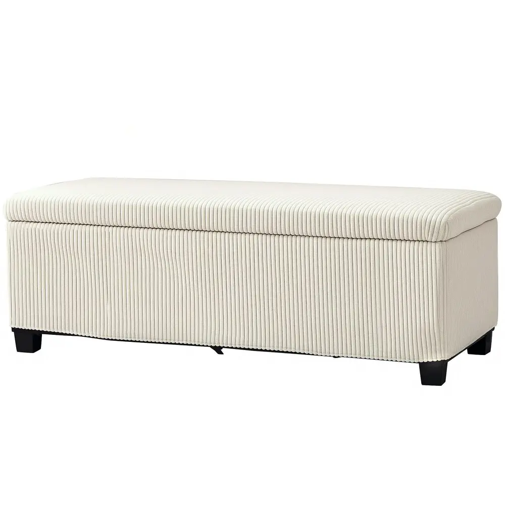 Bänk Förvaringsbänk Stoppad Kista Beige av 112 x 42 x 40 Cm
