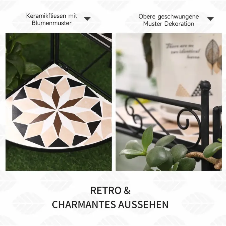 Blomtrappa i Metall 4 Våningar Dekorativ 64 cm