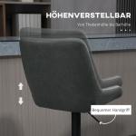 Barstolar Köksstolar Set om 2 Mörkgrå av Konstläder och Metall för Bar och Kök Höjdjusterbar med Ryggstöd